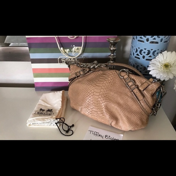 Rare Coach Madison Sophia Embossed Python Handbag - Picture 2 of 5